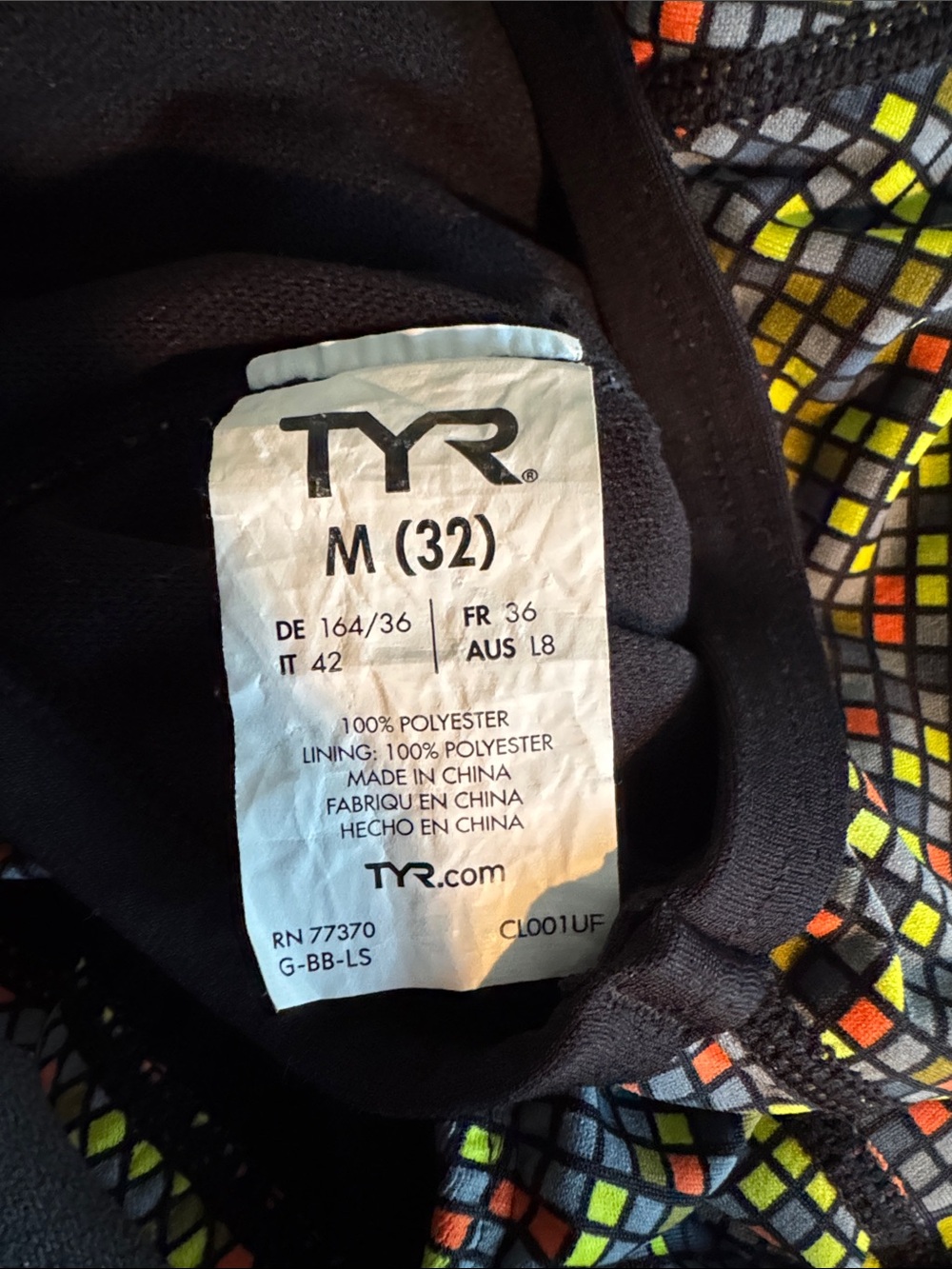 TYR Womens Neon Mosaic One-Piece Swimsuit - Black Trim - Picture 4 of 4
